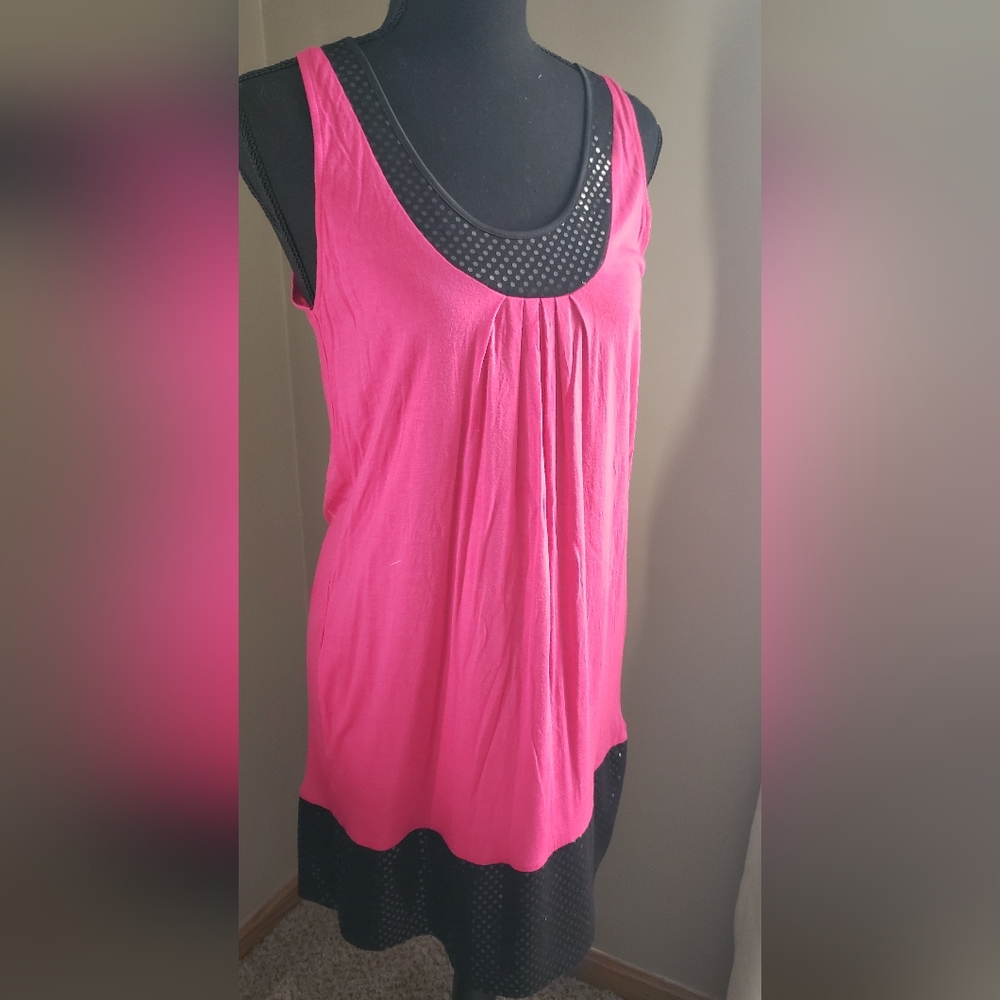 Express Pink/Black Sequin Summer Dress